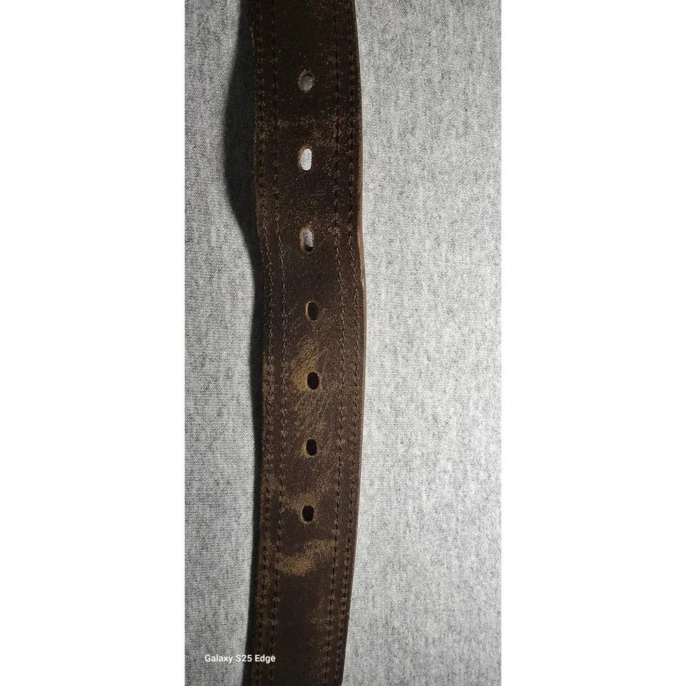 Levis Mens Brown Genuine Leather Belt XL 42-44 Double Stitch Two Horse Logo